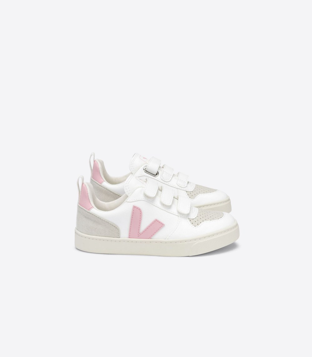 Veja Trainers Kids White/Pink - V-10 Velcro Cwl - WHGN-65234